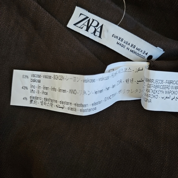 New Zara Draped High Waist Linen Blend Limited Edition Brown Midi Skirt Small - Picture 11 of 12